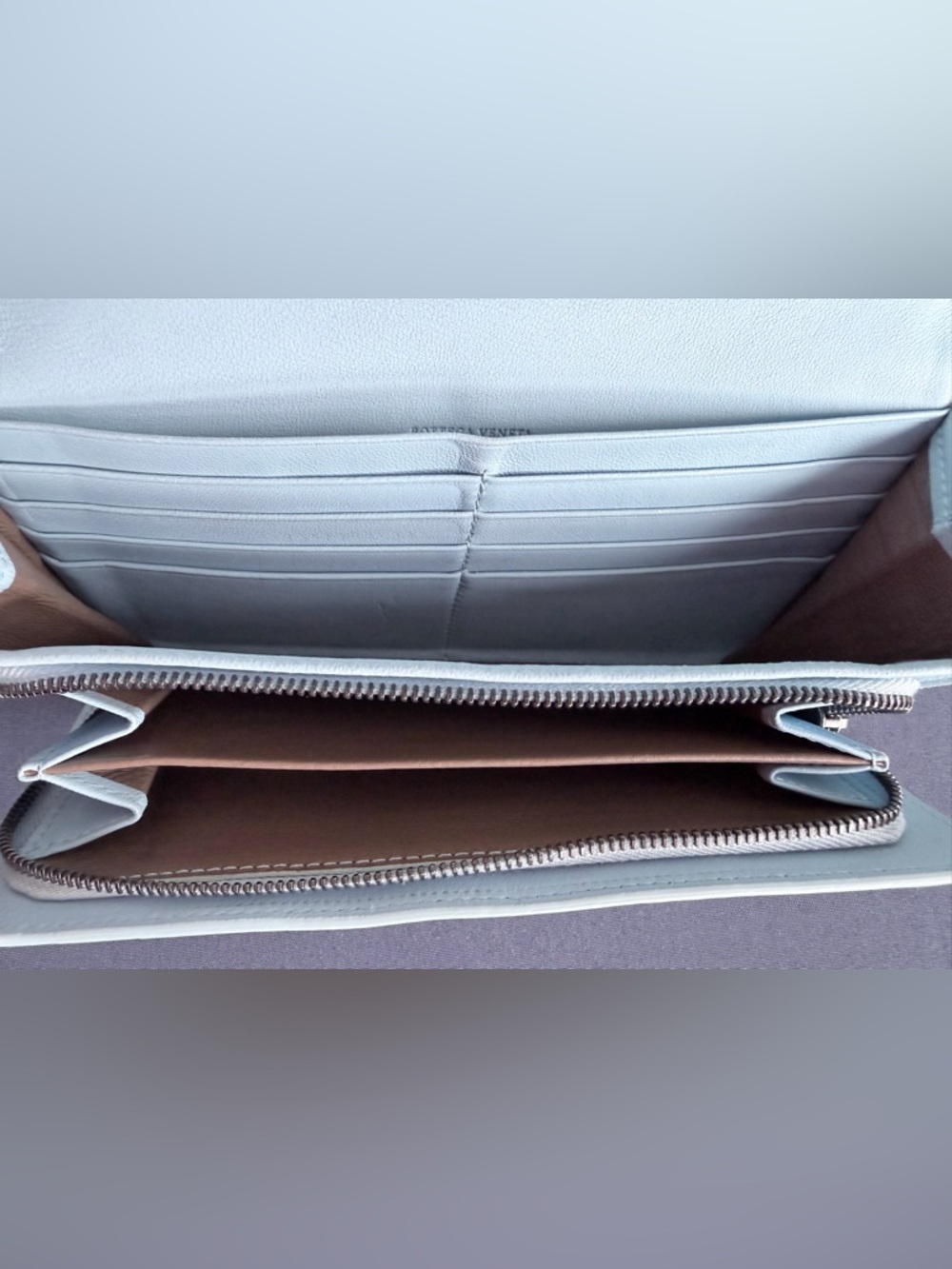Bottega Veneta Light Blue Woven Clutch - Picture 11 of 12